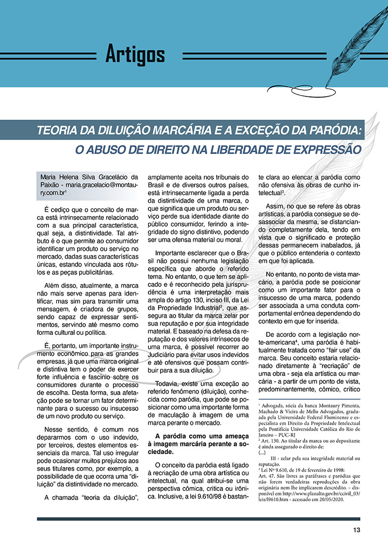 Teoria da diluição marcária e a exceção da paródia